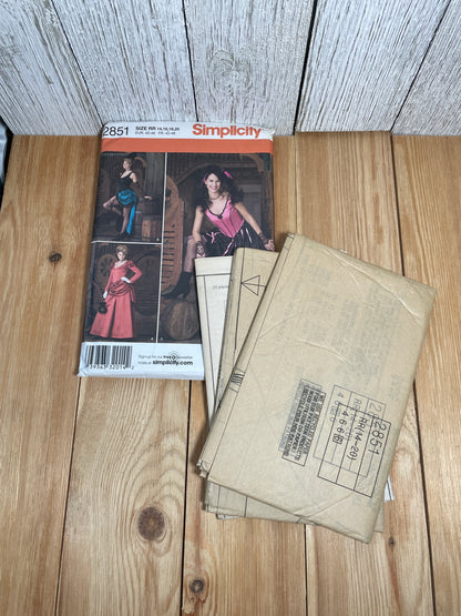 Simplicity 2851 Victorian Salon Old west Dess in Three Lengths Size 6-20 Pattern UNCUT FF Halloween Costume