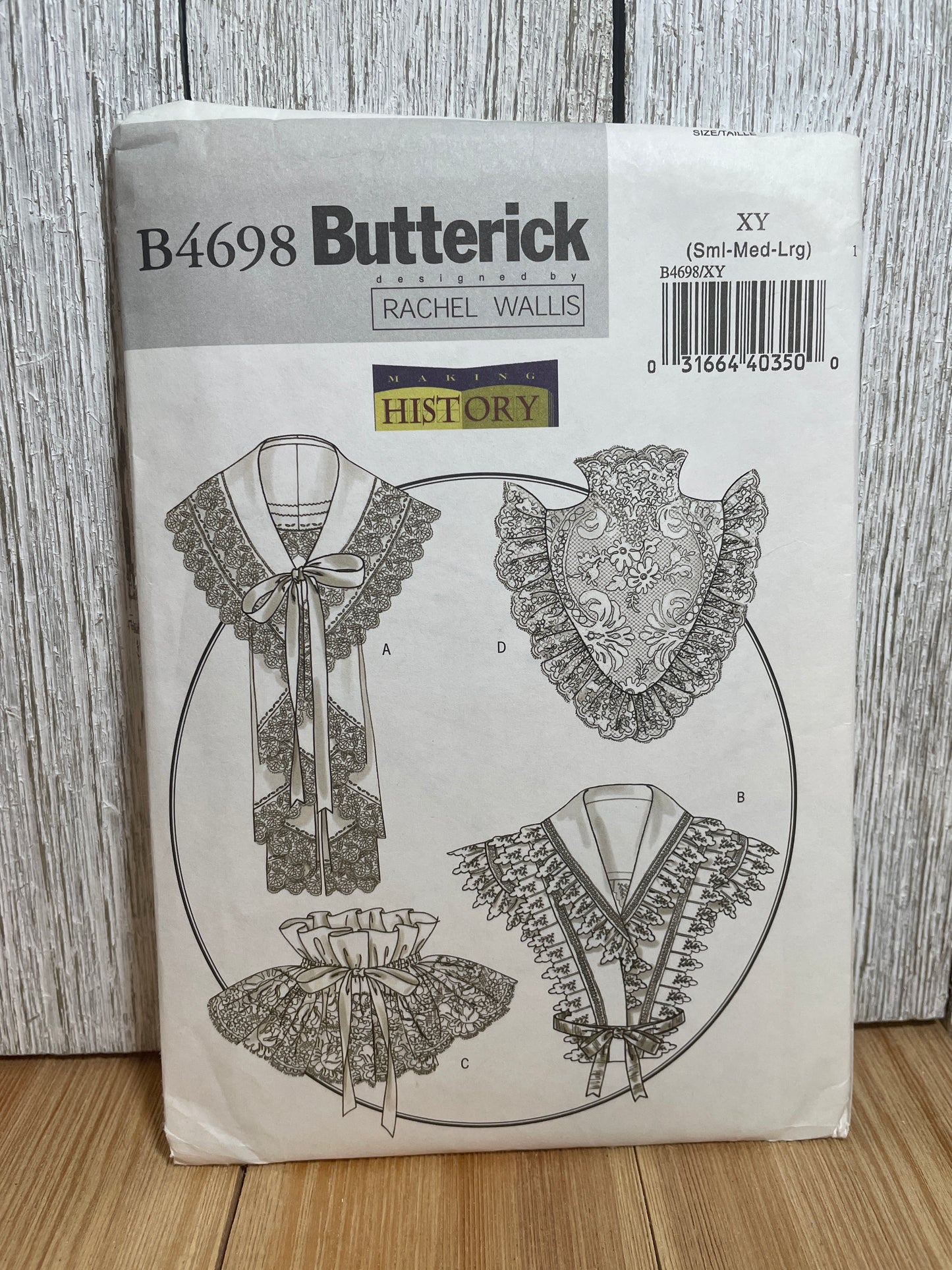 Butterick B4698 Making History Historical Collars High Neck, Lace Pattern Size Sml-Lrg UNCUT FF