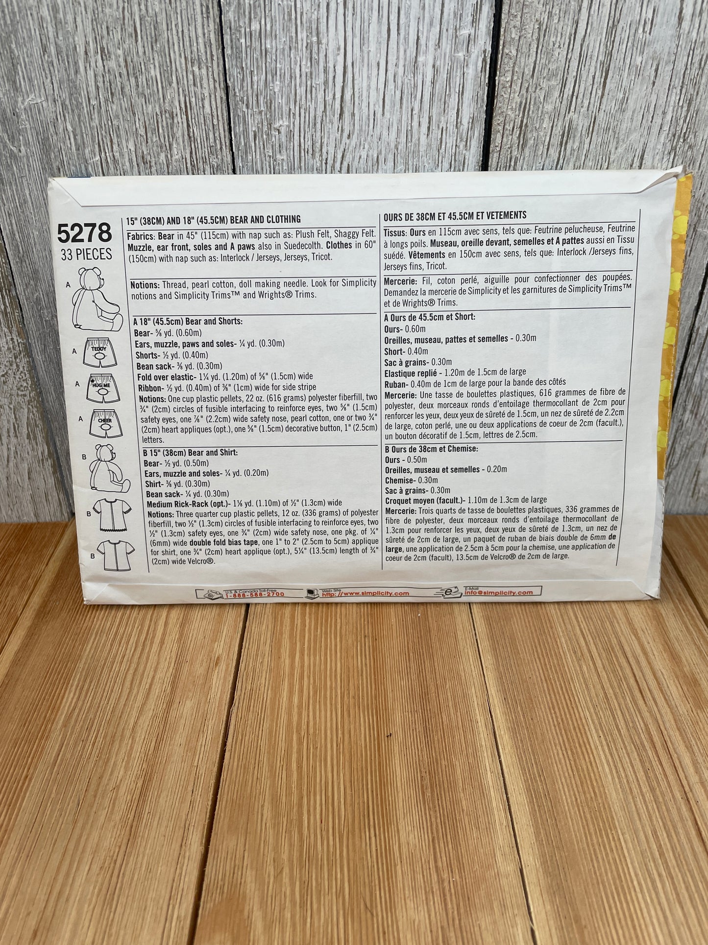 Simplicity Sew a Bear Build a Bear Clothes Pattern UNCUT FF