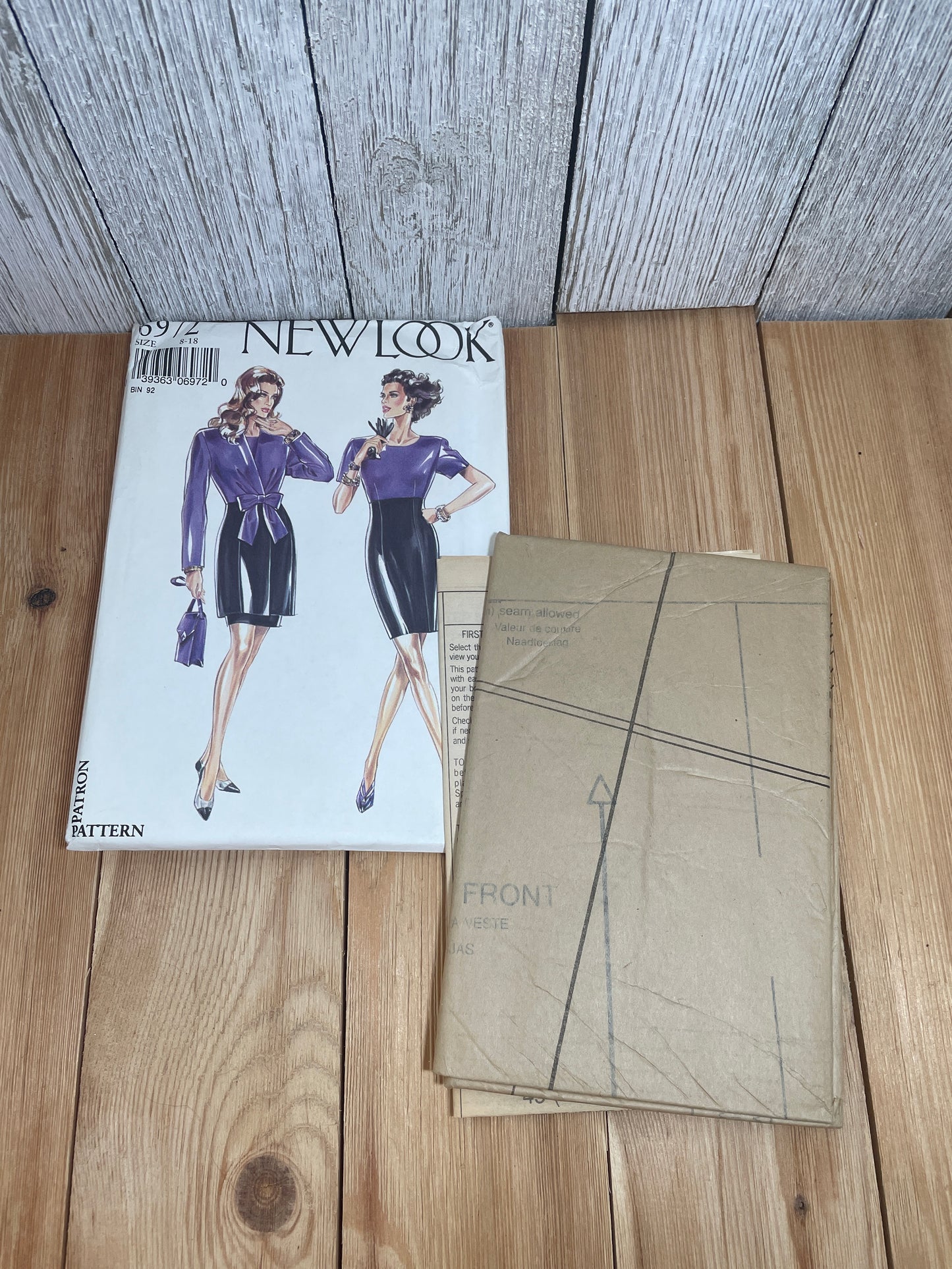 New Look 6972 Two Tone Circle Neck Dress and Wrap Jacket with Bow Pattern Size 8-18 UNCUT FF
