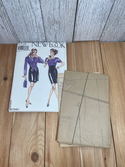 New Look 6972 Two Tone Circle Neck Dress and Wrap Jacket with Bow Pattern Size 8-18 UNCUT FF