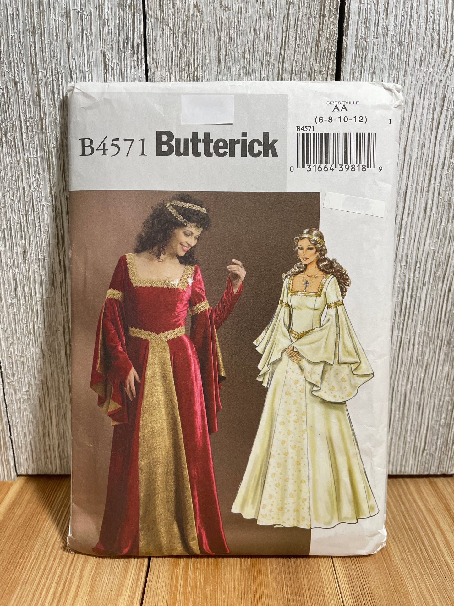 Butterick B4571 Renaissance Princess Gown with Full Bell Sleeves Size 6-12 Pattern UNCUT FF Halloween Costume