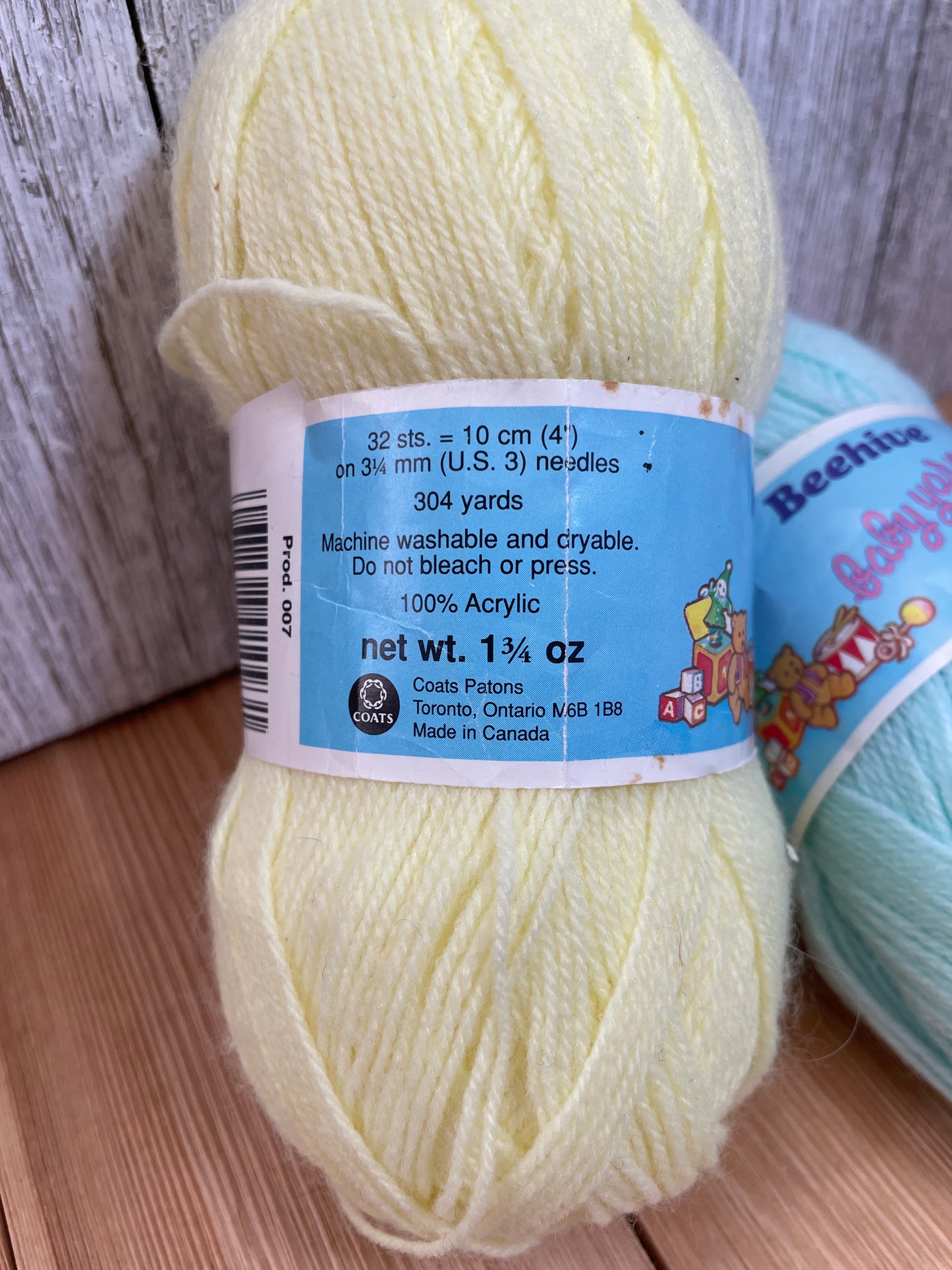 Patons Beehive Baby Yarn Yellow and Blue Acrylic 2 Skein Bundle