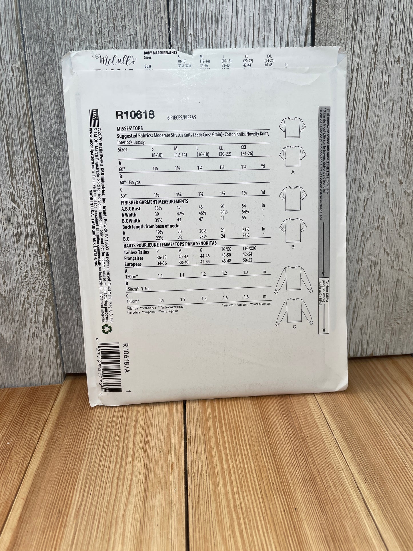 McCall's R10618 Misses Comfy Daily Top Size S-XXL Uncut FF Sewing Pattern