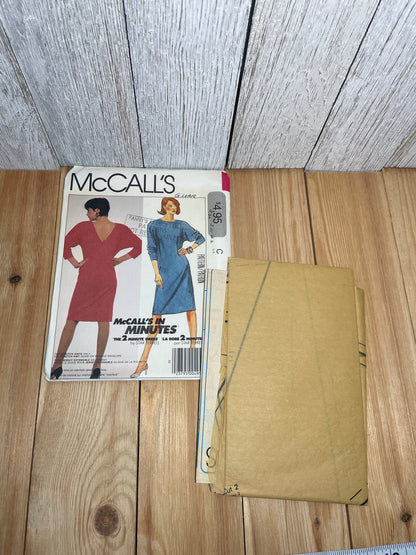 McCall's 9401 Misses Strech Knit Dress Deep V Line Back Size 10 Uncut FF Sewing Pattern