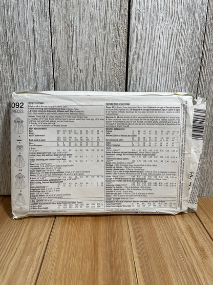 Simplicity 4092 Evening Gown Princess Colonial Dress Size 6-12 Pattern UNCUT FF Halloween Costume