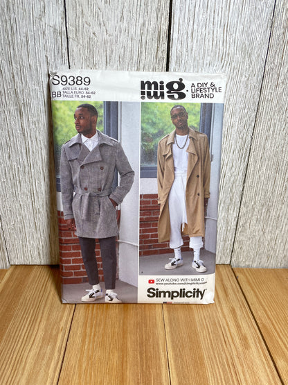 Simplicity MIMI G S9389 Trench Coat in Two Lengths Size 44-52 Pattern Uncut FF