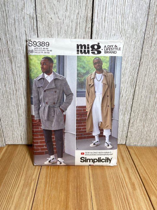 Simplicity MIMI G S9389 Trench Coat in Two Lengths Size 44-52 Pattern Uncut FF