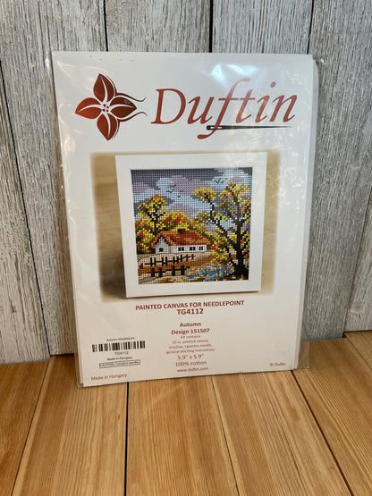 Duftin Painted Canvas for Needlepoint Spring, Winter, Summer, Autum Cottage Kit (PIC UR KIT)