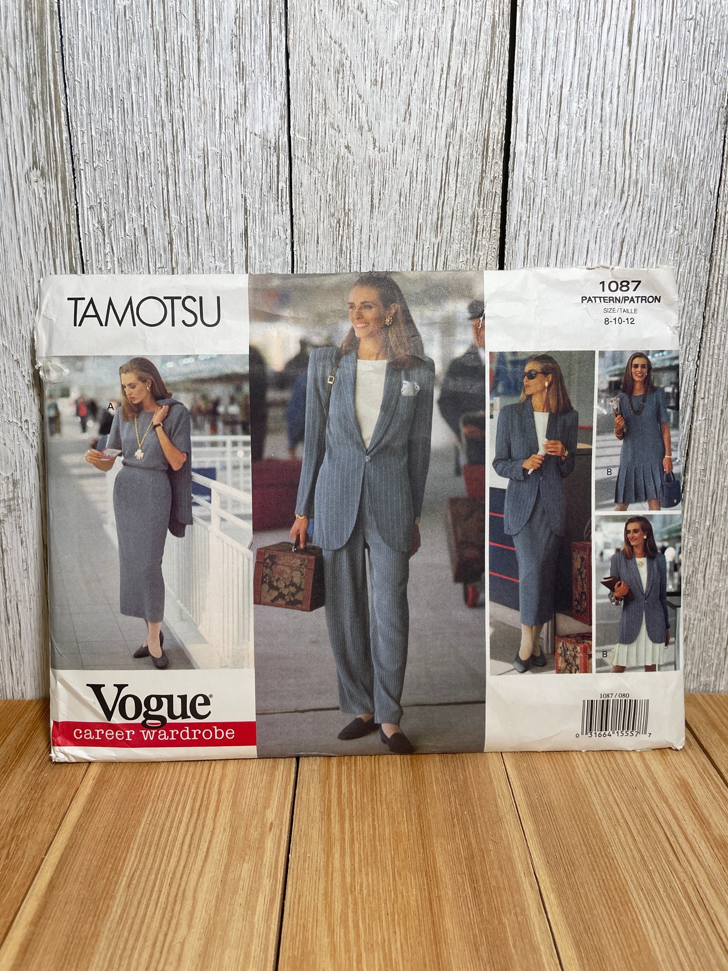 Vogue 1087 Career Wardrobe 3 Piece Suit Jacket, Skirt, Blouse Size 8-12 Pattern UNCUT FF