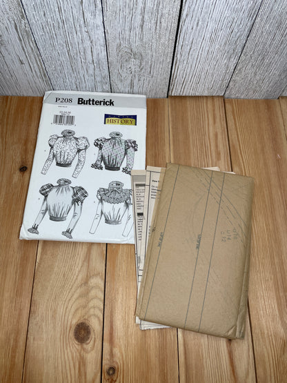 Butterick P208 3417 Historical Blouse, Sash, Detachable Collar Pattern Costume Size 12-22 UNCUT FF Halloween