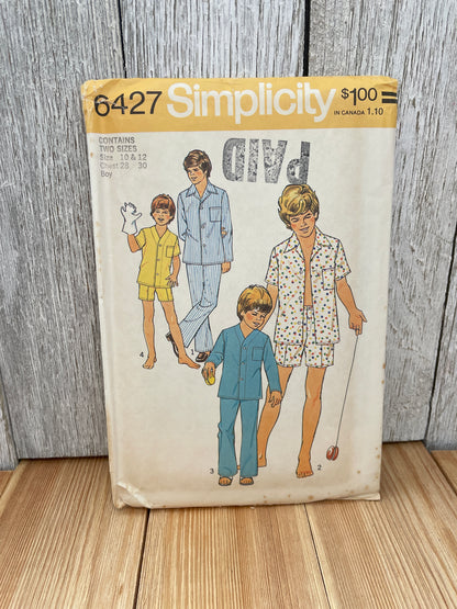 Simplicity 6427 Boys Teen Pajamas Size 10-12 Uncut FF Sewing Pattern