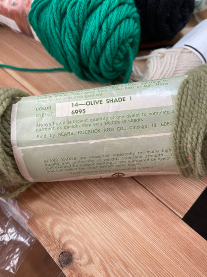 Vintage Acrylic and Wool Yarn Bundle 6 Skeins Bernat, Lion Brand, Caron