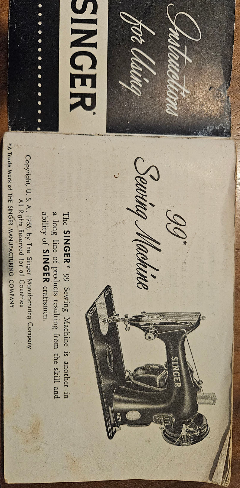 Original manual vtg Electric Sewing Machine model 99 -31 The Singer Manufacturing Company