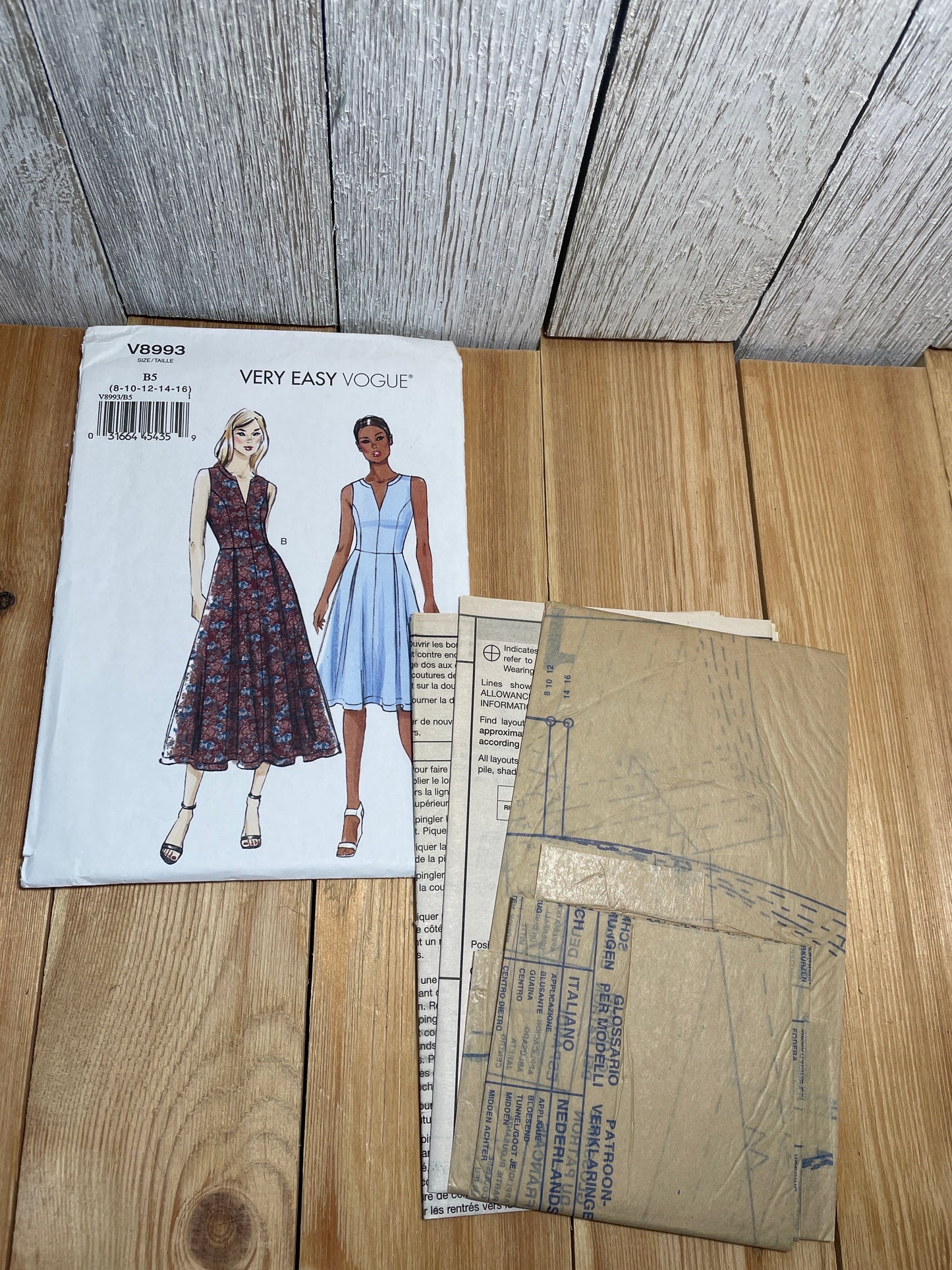 Vogue V8993 Misses Petite V Neck Pleated Dress Size 8-16 Uncut FF Sewing Pattern