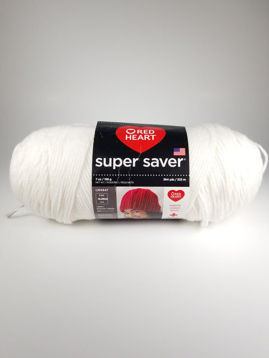 Red Heart Super Saver White Full skein Yarn