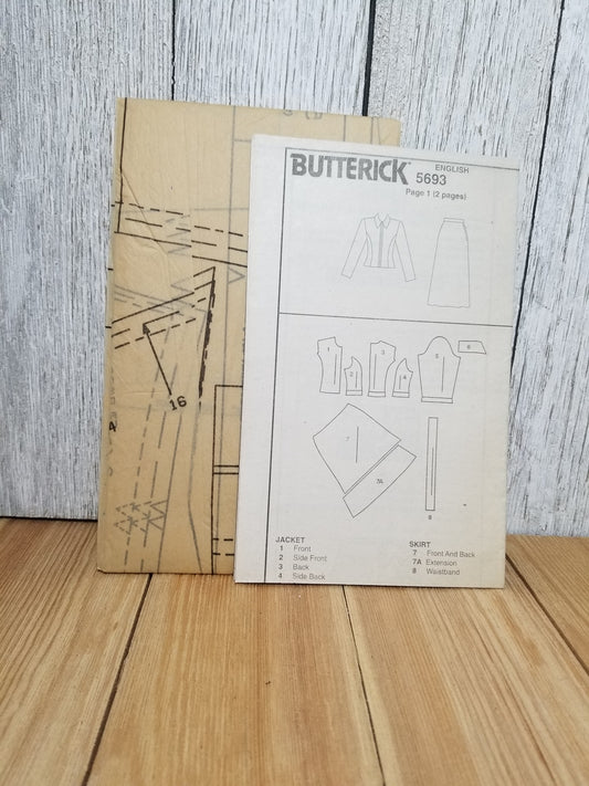 Butterick 5693 Misses Maxi Skirt Jacket Sizes 12-16 Uncut FF Sewing Pattern