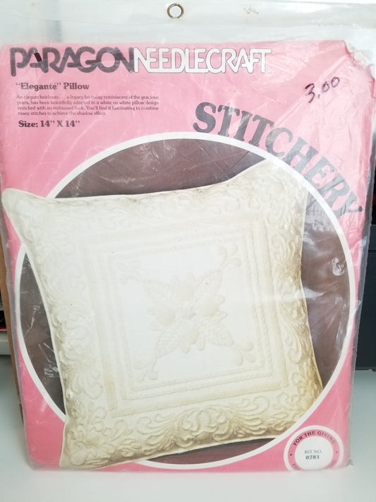 NOS Paragon Needlecraft Elegante Pillow 0781 Unopened Embroidery kit stitchery