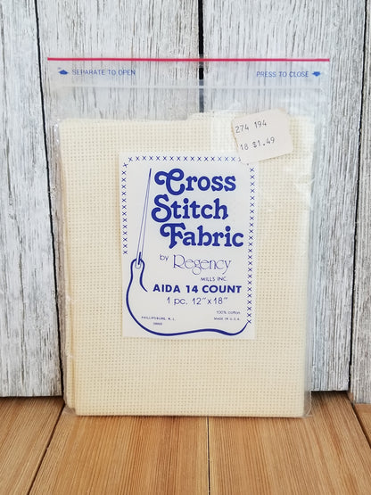 Regency Cross Stitch Fabric 14 count AIDA 12"x 18" Cream Ivory