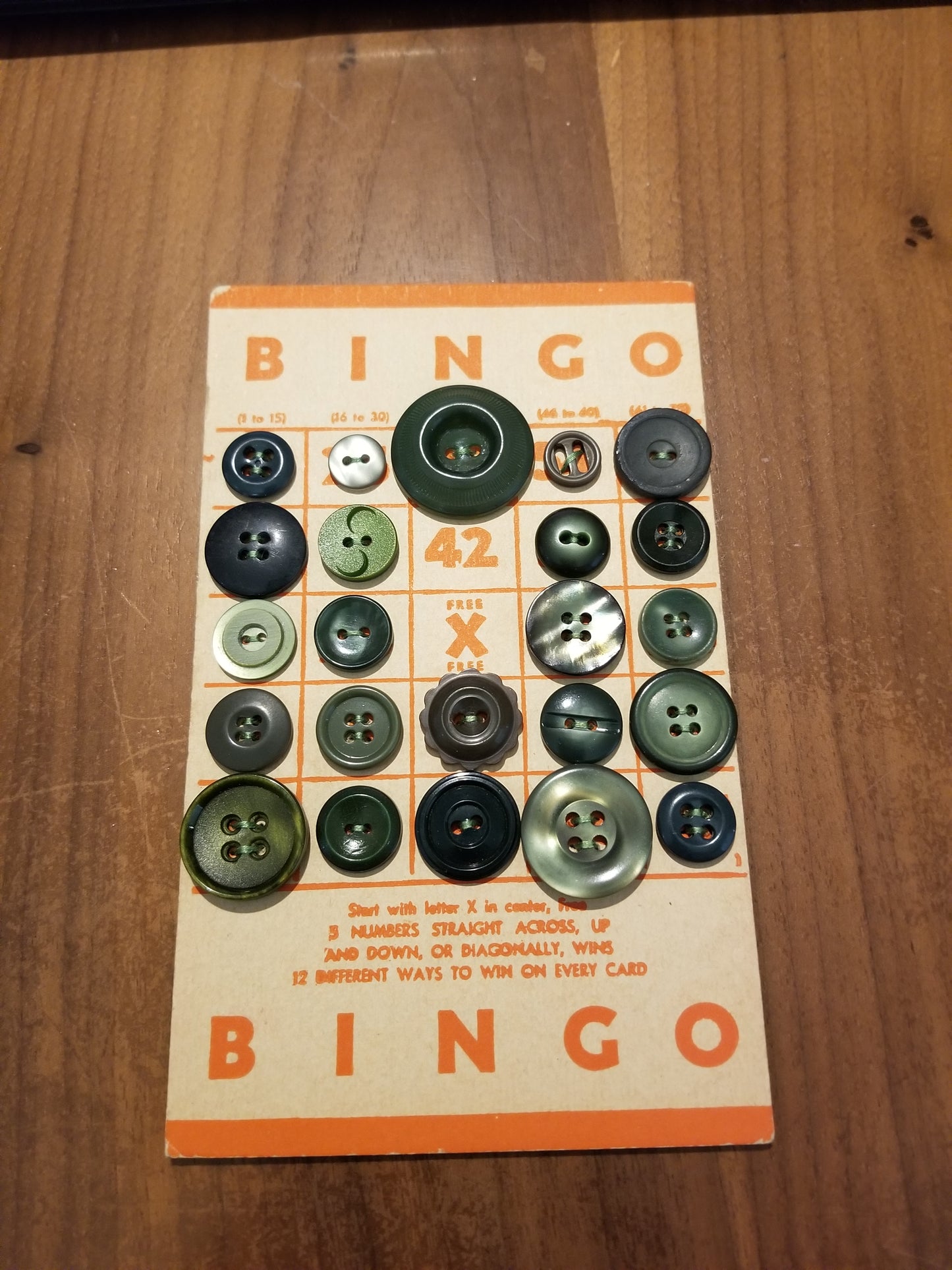 Vintage Button Lot on Bingo Card U PICK Antique Quirky Cute
