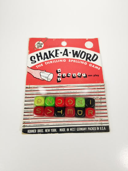 Kohner Bros Shake-A-Word Spelling Game Vtg Collectible Dice Game Skill complete #215