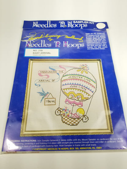 Needles N Hoops No.219 Baby Arrival cross stitch embroidery kit sampler kit