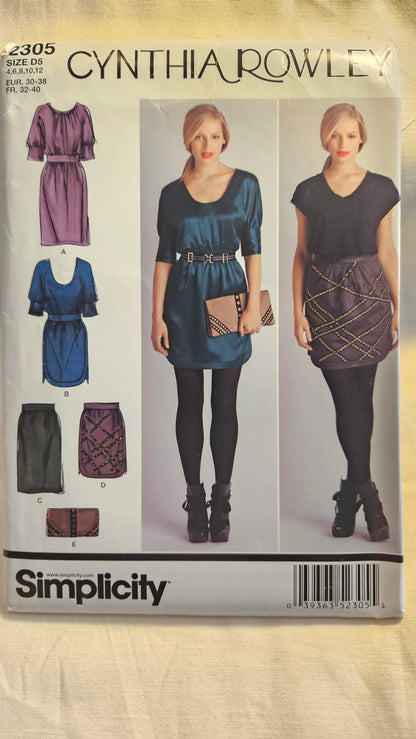 Simplicity #2305 misses dress sizes D5 4-12 uncut ff sewing pattern CYNTHIA ROWLEY