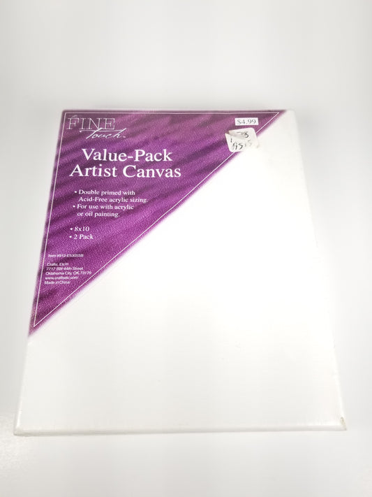 Fine Touch Artist Canvas 8x10 2 pack canvas plastic wrapped