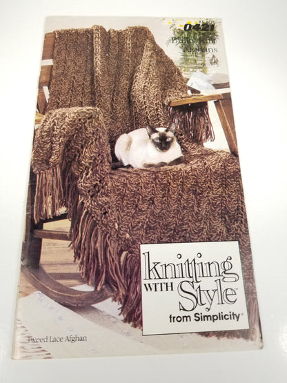 Bulky Knit Afghan Pattern Knitting with Style Simplicity 0421