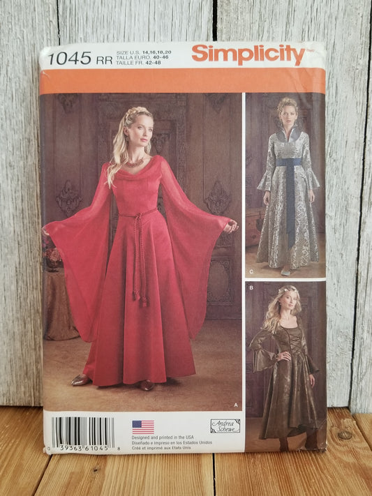 Simplicity 1045 Medieval Gowns Halloween Costumes Pattern Size RR 14-20 UNCUT FF