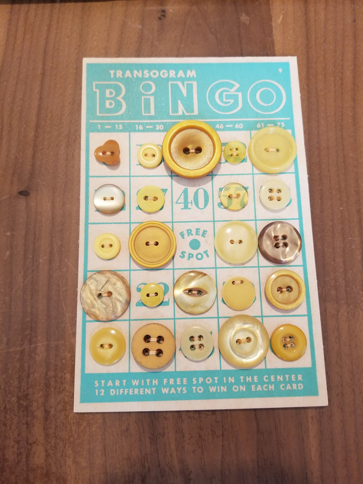 Vintage Button Lot on Bingo Card U PICK Antique Quirky Cute