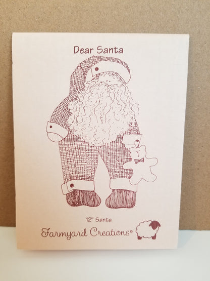 Dear Santa 12" Santa Doll Sewing Pattern Farmyard Creations Christmas