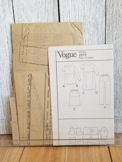 Vogue V2818 Vintage Sewing Pattern Maternity Wardrobe Trousers Pants Dress Skirt Top Pants Size 6, 8, 10 Uncut FF