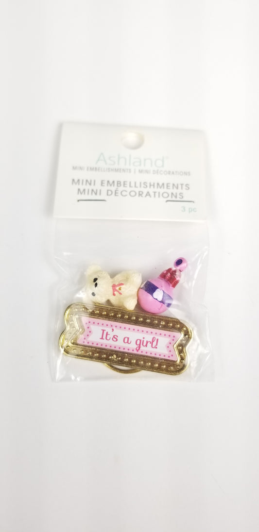 Ashland Embellishment Baby "It's A Girl" Teddy Bear Miniature Doll House