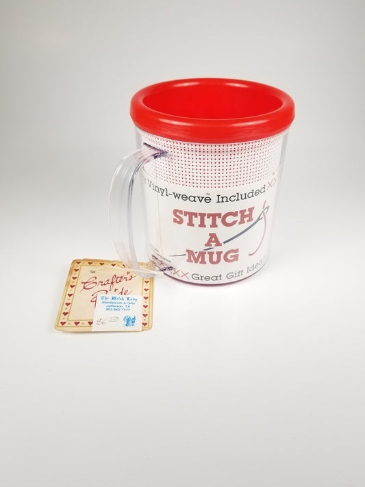 STITCH A MUG Cross Stitch Fabric Insert 14 Count NEW Crafts Cup Gift Made USA Red