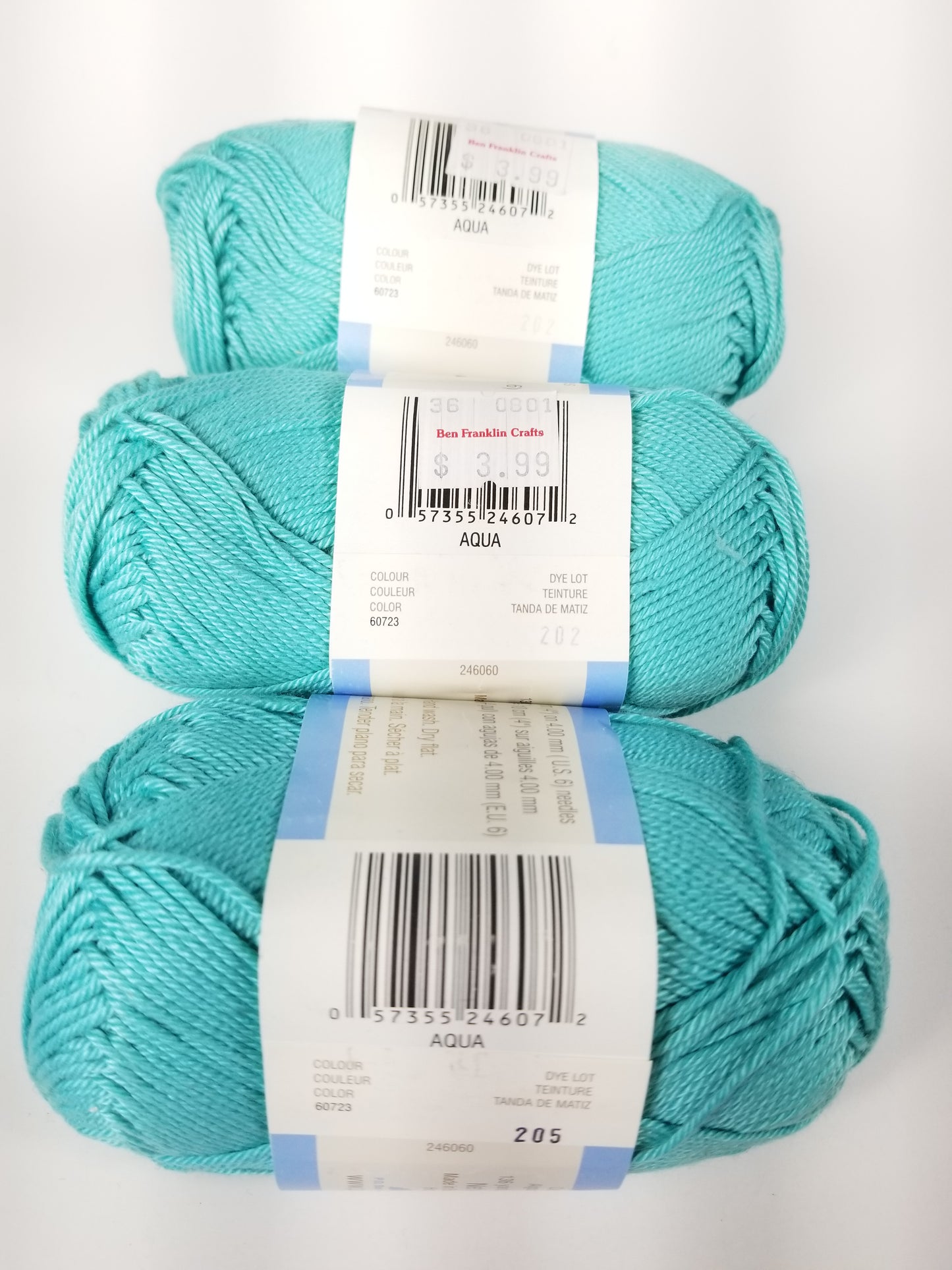 Patons Grace Mercerized cotton Aqua yarn (3 skein bundle)