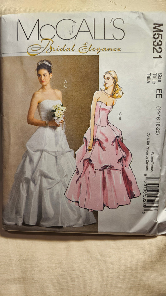 McCall's #M5321 misses BRIDAL formal size EE 14-20 uncut ff sewing pattern