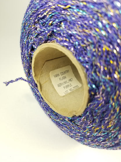 Yarn Country Yarns Flash Purple Glitter Yarn Cone Unwrapped