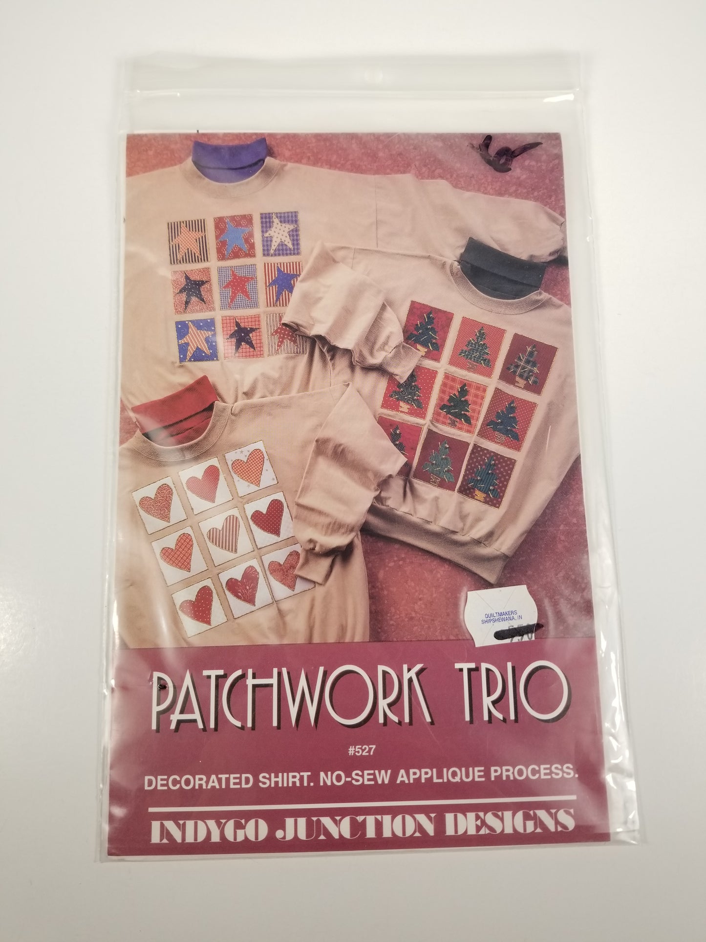 Indygo Junction Patchwork Trio #527 uncut no-Sew Applique Pattern Holiday