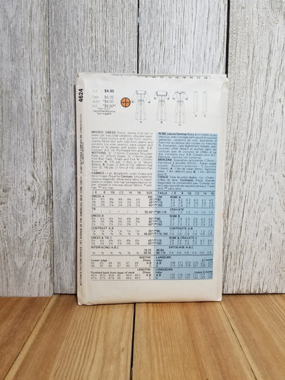 Butterick 4624 Misses 80's Dress Size 6-10 Uncut FF Sewing Pattern