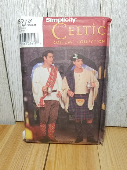 Simplicity 8913 Men's Celtic Costume Collection XS,S,M Sewing Pattern Uncut FF