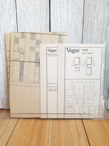Vogue 1218 Misses' Size 14 Easy Sewing Pattern Loose Fitting Dress in two lengths Tom & Linda Platt Uncut FF