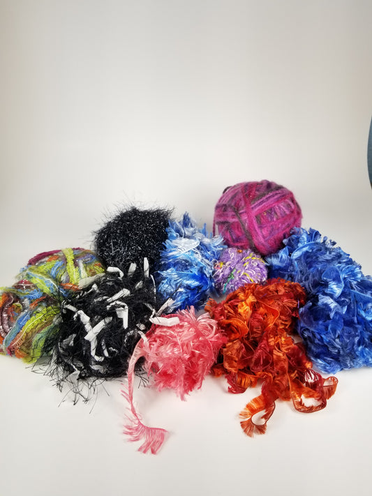 Fur Specialty Yarn Scrap Bundle 9 skeins