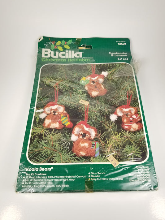 Bucilla Christmas Ornaments Needlepoint Koala Bears 60592