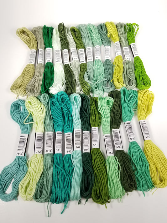 Embroidery floss DMC green pack Holiday spring colors 25 skeins