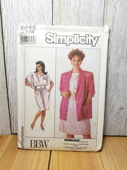 Simplicity 9048 Womans Dress Unlined Jacket 22W Uncut FF