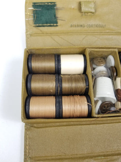 Vtg WWII US Army Military Sewing Kit with Original Box and Contents by Belding-Corticelli