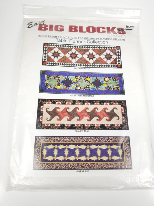 Easy Big Blocks B523 Tissue Paper Foundations Table Runner Collection Quilt Pattern