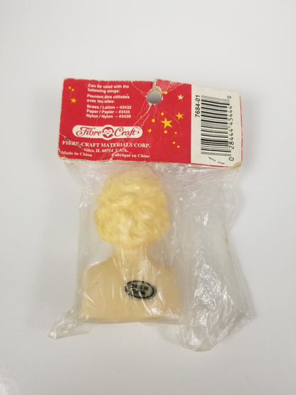 LOT of 2 Vintage VINYL NOS Angel Doll Heads Arms Blonde HOLIDAY Craft 3" parts repair