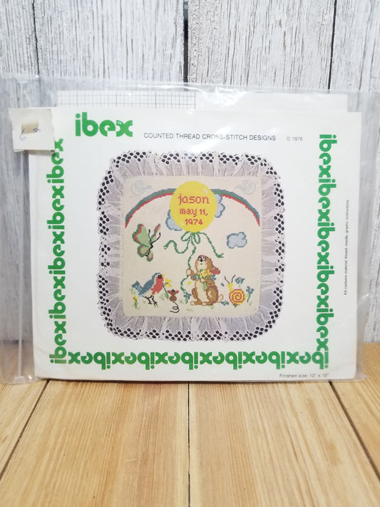 Ibex 1976 Cross Stitch Kit for Baby Nursery Customizable New NOS